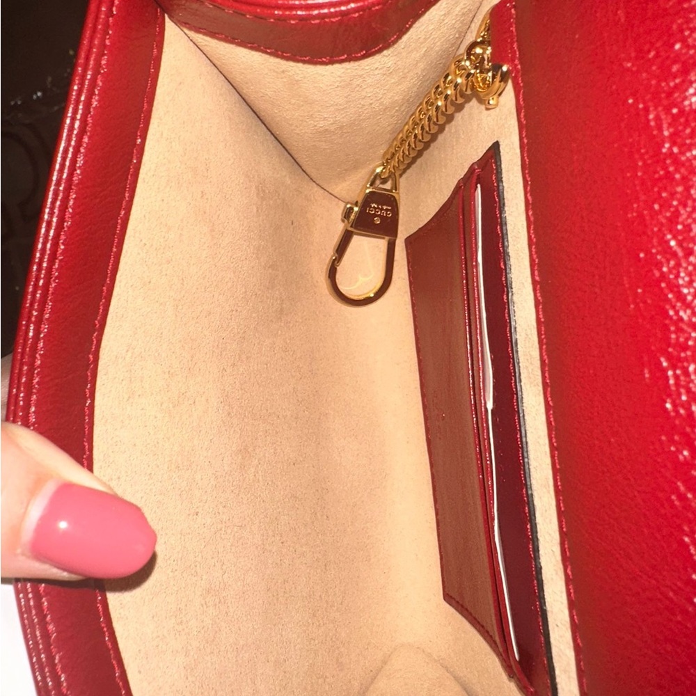 Gucci Rajah Mini Leather Shoulder Bag In Red -Authentic - Picture 11 of 11